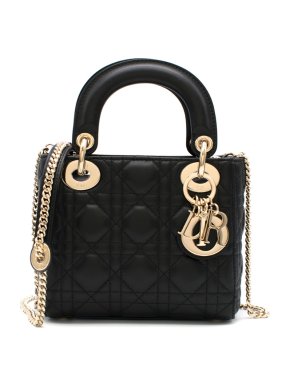 Dior Black Cannage Leather Mini Lady Dior Bag