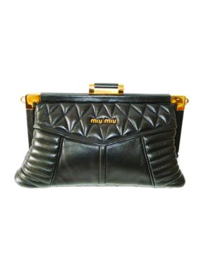 Miu Miu Black Leather Biker Shoulder Bag