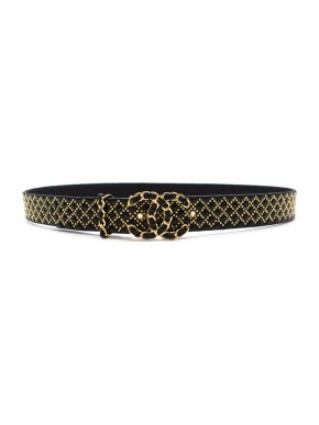 Chanel Black Studded Chain CC Buckle Belt