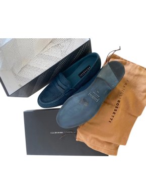 Fratelli Rossetti Blue Woven Leather Loafers