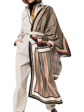 Burberry Monogram, Icon Stripe And Check Print Silk Scarf