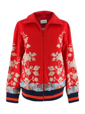 Gucci Red floral embroidered track jacket