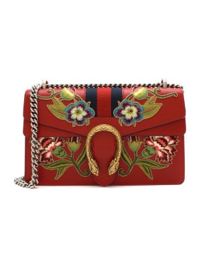 Gucci Red Embroidered Dionysus Shoulder Bag
