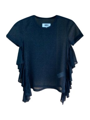 MM6 Maison Margiela Ruffle Side Metallic T-Shirt