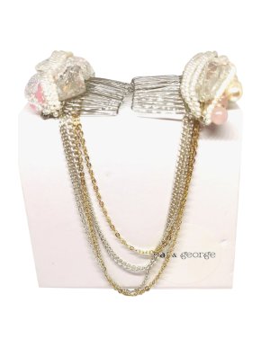 Cat & George Handcrafted Beaded Faux Pearl Hair Piece