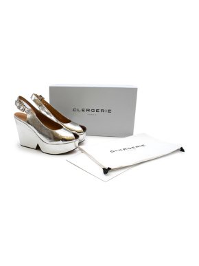 Clergerie Silver Dylan Wedge Sandals