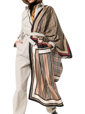 Burberry Monogram, Icon Stripe And Check Print Silk Scarf