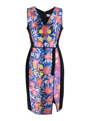 Peter Pilotto Black Embellished Jacquard Panel Dress
