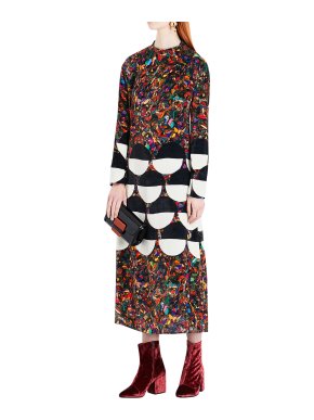 Dries Van Noten Dashi Marble And Geometric-patterned Velvet Dress