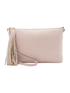 Saint Laurent Teen Monogram Tassel Blush Calfskin Leather Shoulder Bag