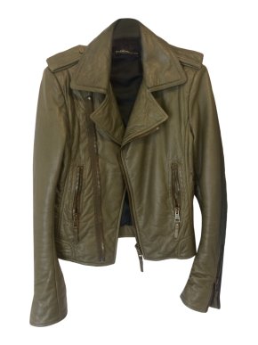 Balenciaga olive green leather biker moto jacket
