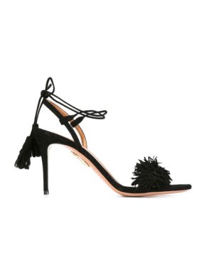 Aquazzura Black Suede Fringed Wild Thing Sandals