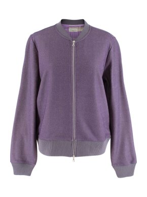 Dries Van Noten Women's Purple Knit Sparkle Bomber Jacket