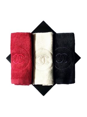 Chanel VIP Black, Red & Cream Face Towels