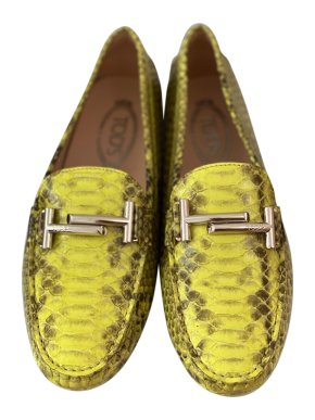 Tod's Yellow Snakeskin Loafers