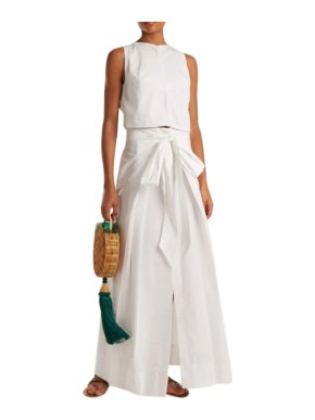 Kalita Saltwater Tie-back Cotton-poplin Top In White