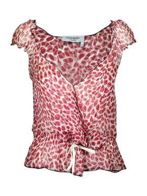 Yves Saint Laurent Leopard Print Ruffled Wrap Blouse