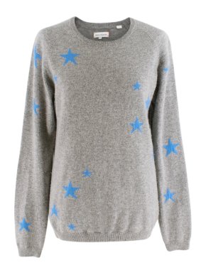 Chinti and Parker Grey Star Print Cashmere Jumper