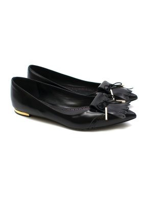 Burberry black fringed pointed toe ballerina flats