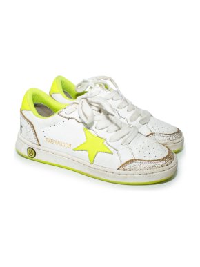 Golden Goose White & Neon Ballstar Trainers