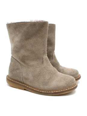 Bonpoint kids grey suede shearling lined boots