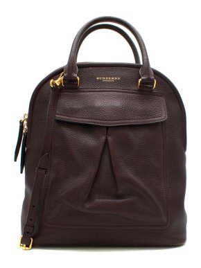 Burberry Prorsum Burgundy Grained Leather Tote Bag