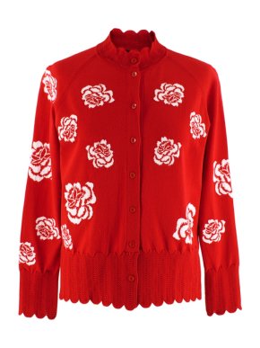 Simone Rocha Women's Red Peony Cardigan