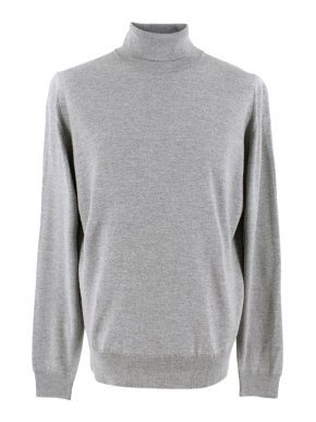 John Smedley Merino Wool Grey Roll Neck Jumper