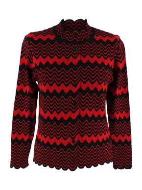 Simone Rocha Red & Black Wave Knitted Cardigan