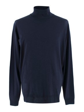 John Smedley Navy Merino Wool Rollneck Pullover