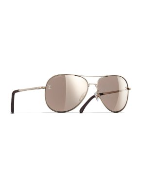 Chanel Titanium & Calfskin Pilot Sunglasses