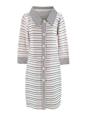 Christian Dior Cream Striped Longline Knit Coat
