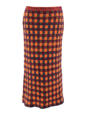 Miu Miu Orange Check Wool Pencil Skirt