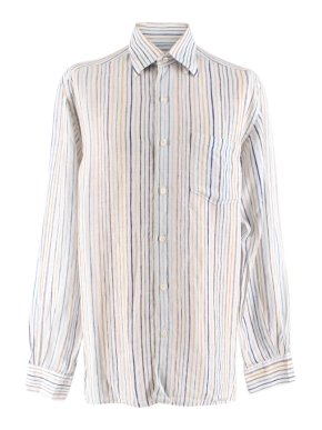 Ermenegildo Zegna White Striped Linen Shirt