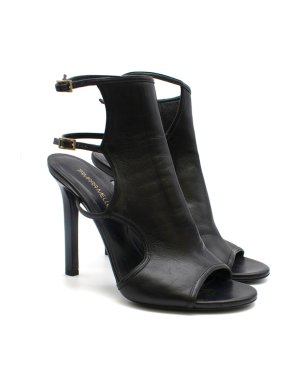 Tamara Mellon Black Leather Cut-Out Sandals
