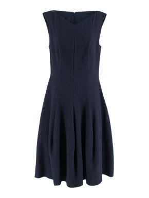 Talbot Runhoff Navy Jacquard Sleeveless A-line dress