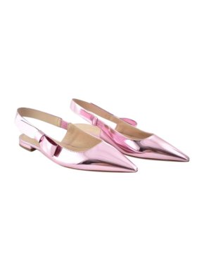 Dior Pink Sweet D Metallic Bow Slingback Ballerinas