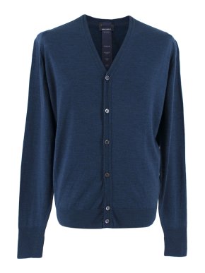 John Smedley Bryn Wool Cardigan in Indigo