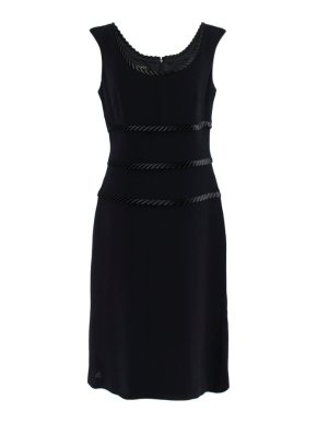 Escada Black Satin Trimmed Midi Dress