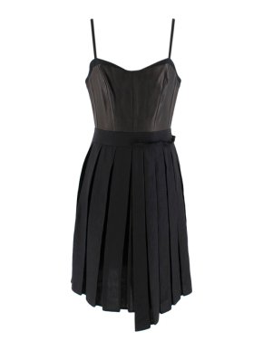 Rag & Bone Black Francis Linen and Leather Dress