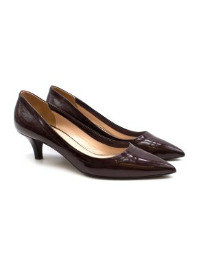Prada Burgundy Patent Kitten Heel Pumps