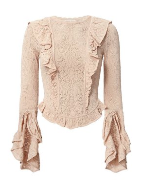 Ronny Kobo Ruffle Detail Pointelle Knit Sweater