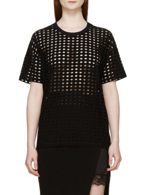 T by Alexander Wang Black Circular Hole T-Shirt