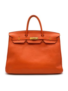 Hermes Orange Clemence Leather Birkin 40