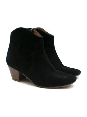 Isabel Marant Black Dicker Suede Geeled Ankle Boots