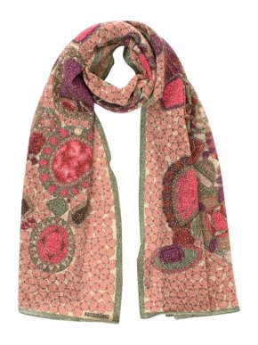 Missoni Green & Red Printed Lurex Glitter Scarf