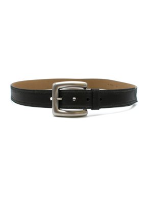 Prada Black Leather Belt With Silver Tone Buckle