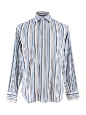 Salvatore Ferragamo Blue Striped Shirt