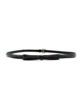 Prada Black Skinny Patent Belt with Bow