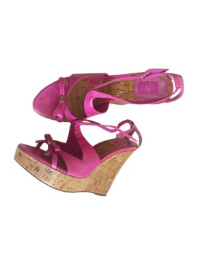 Dior Fuchsia Patent Leather Wedge Sandals